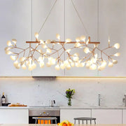 Decorbites ultra-modern metal ceiling light with warm rose gold brass frame and frosted globes for color temperature control