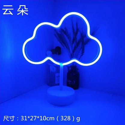 Decorbites™ usb led neon sign cloud lamp glowing white with minimalist design sturdy base for holiday and home decor