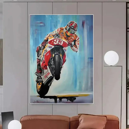 Decorbites™ valentino rossi vibrant red and white repsol honda canvas wall art featuring rider 93 for living room wall art