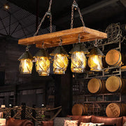 Rustic wooden beam chandelier with five brass lanterns and leaf etchings in black decorbites vintage 8-light pendant with rectangle white fabric clear glass for 220v-240v 110v-120v use
