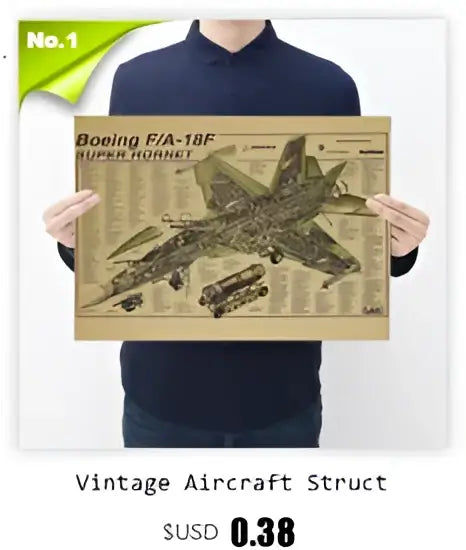 Vintage ak74 pistol wall art poster featuring detailed sepia tone illustration of boeing f/a-18f super hornet aircraft