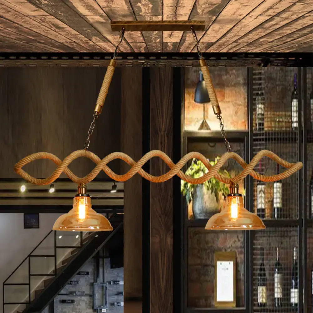 DecorBites™ vintage amber glass pendant light with rattan rope wrap and brass hardware ceiling light fixture height and width