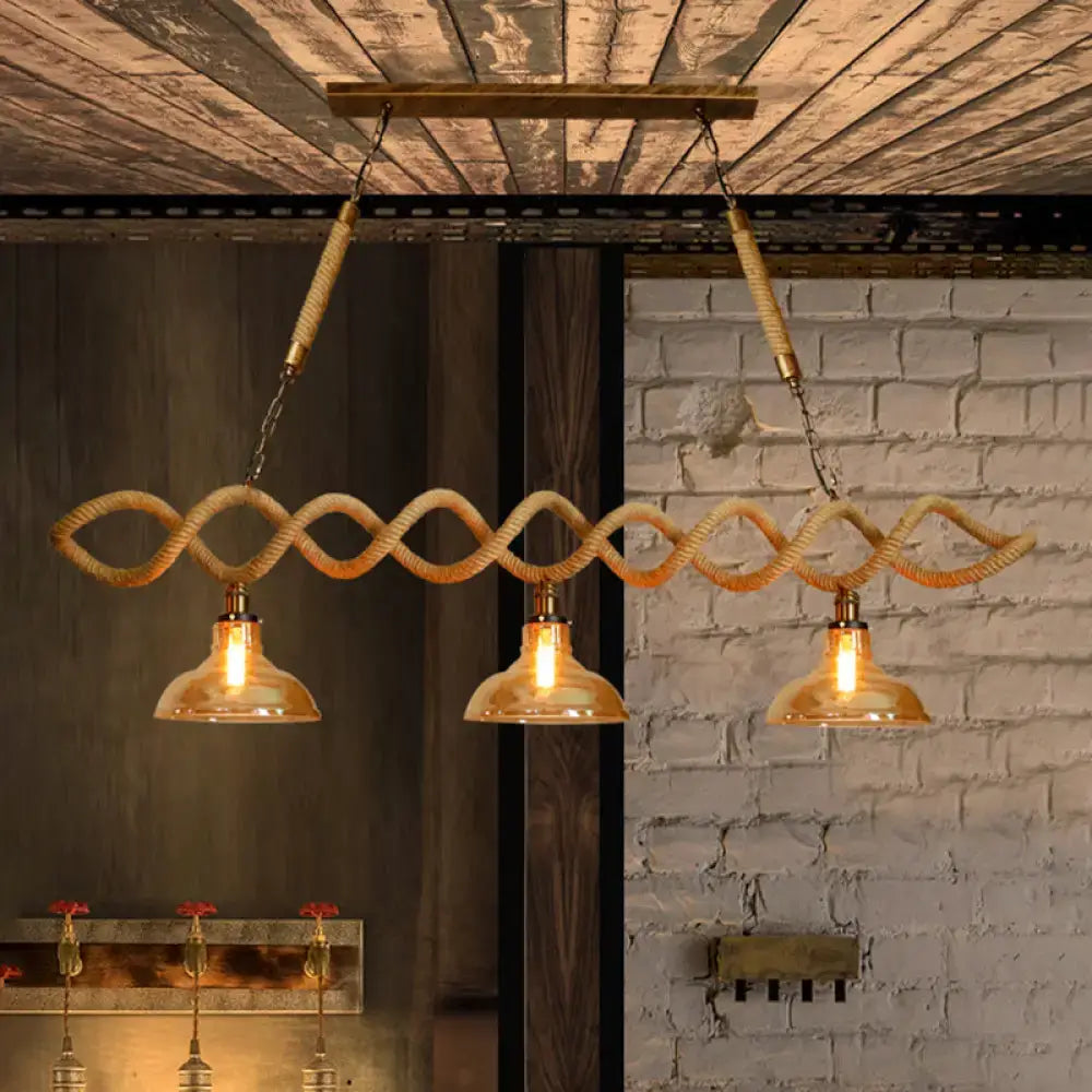 Decorbites vintage amber glass pendant light with braided rope ceiling light features brass hardware fixture height