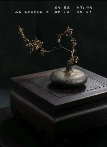 DecorBites™ vintage chinese ceramic vase with matte finish and dried branches for elegant home decor display