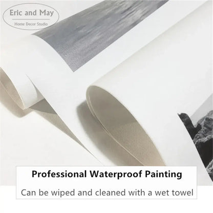 Gray and white abstract wallpaper roll from eric and may complementing monaco grand prix vintage racing poster decor