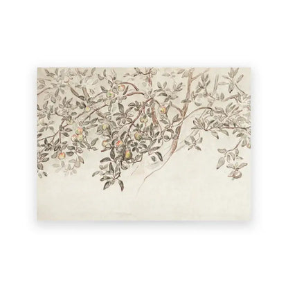 Decorbites™ vintage farmhouse landscape canvas wall art features a delicate sepia botanical print on textured paper