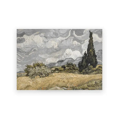 DecorBites™ vintage oil painting wall art featuring a textured farmhouse landscape canvas in earthy yellow and green tones