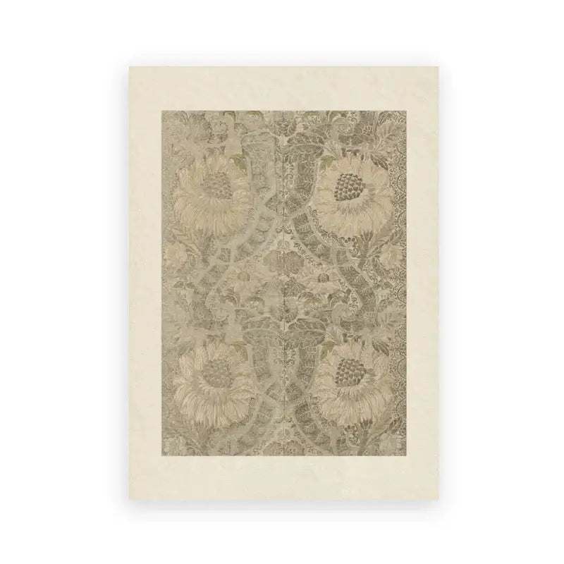 Beige-framed decorbites vintage farmhouse landscape painting wall art with delicate taupe and cream floral pattern on canvas