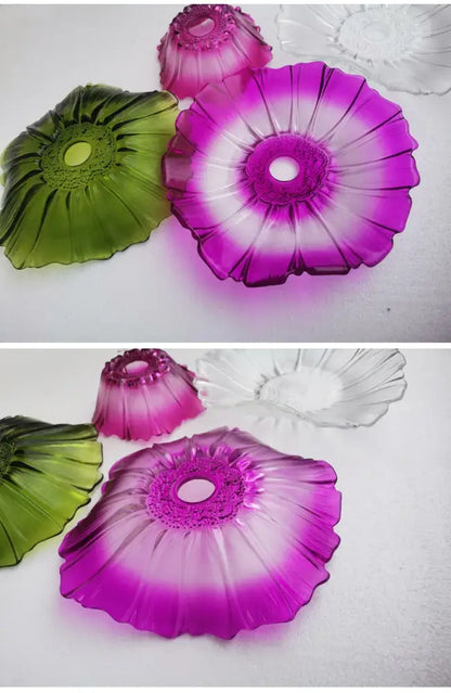 Decorbites™ vintage flower glass pendant lights in vibrant green pink and clear glass for unique home decor