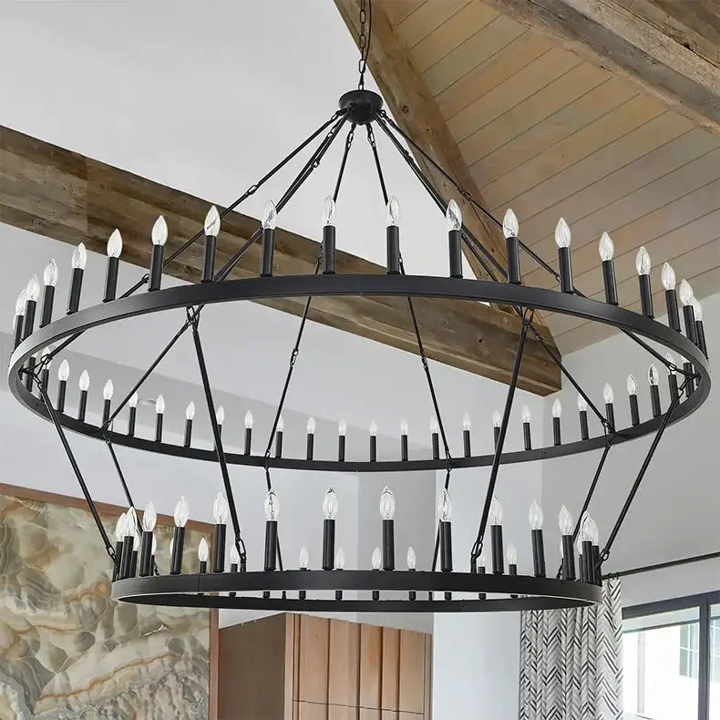 Black decorbites™ vintage modern led pendant chandelier with double-tier candle-style bulbs for elegant lighting