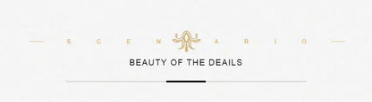 Gold-colored octopus logo above beauty of the deals text on white background in decorbites™ vintage nordic abstract landscape dog canvas art