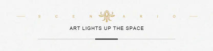 Gold-colored ornamental logo above art lights up the space text on decorbites™ vintage nordic abstract landscape canvas art