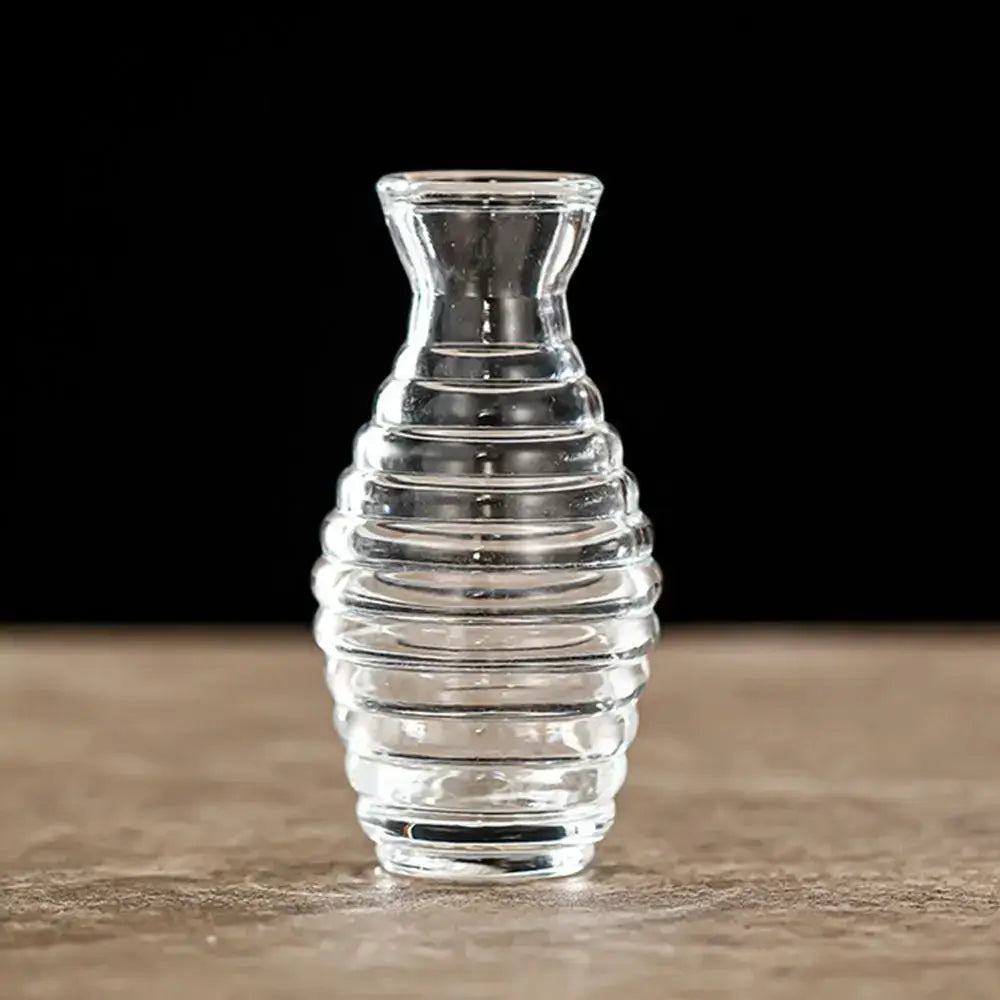 Clear glass DecorBites™ vintage relief vase with ribbed honeycomb texture and narrow neck for hydroponic plants