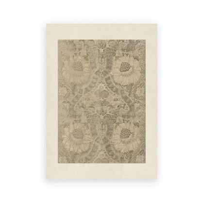 Beige-framed decorbites vintage summer landscape art print featuring a delicate floral pattern in taupe and cream tones