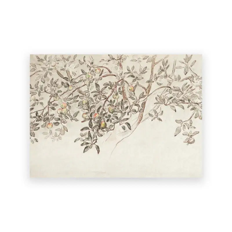 Decorbites™ vintage summer landscape canvas print featuring a delicate sepia-toned botanical print on textured paper