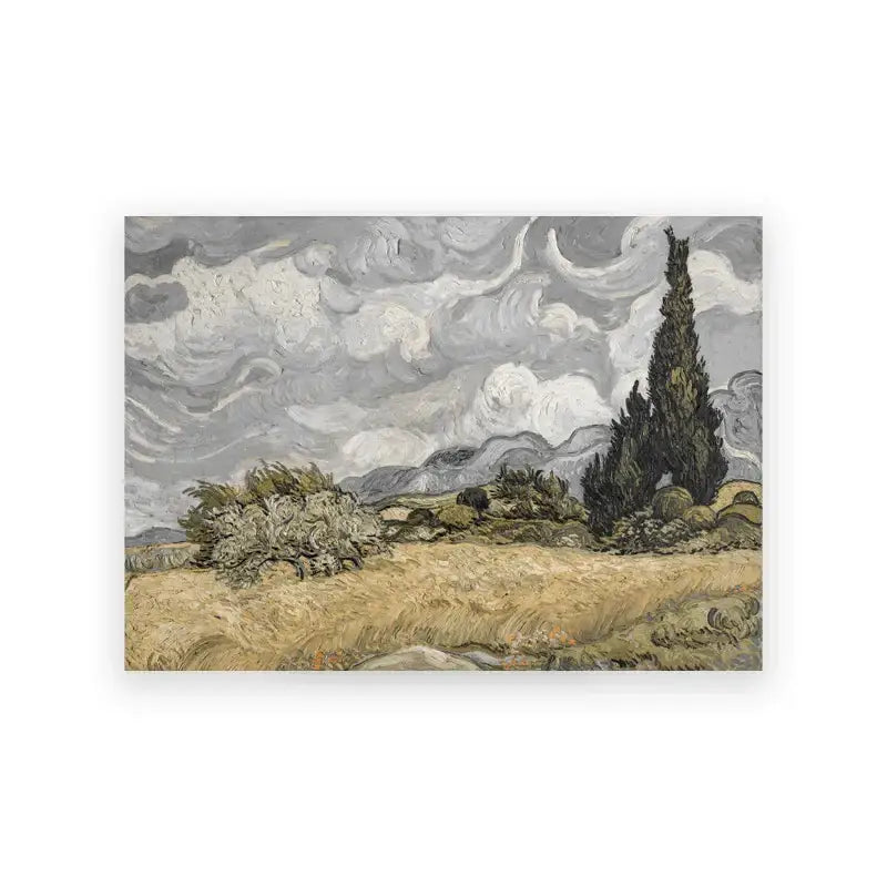 Decorbites™ vintage summer landscape canvas print featuring van gogh oil painting with earthy yellows and deep greens