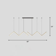 Modern zigzag black metal pendant light fixture with warm linear illumination for dining room by decorbites