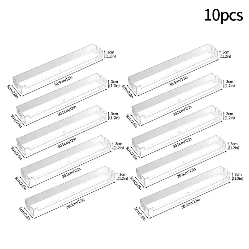 Decorbites wall mounted transparent storage rack featuring clear plastic display boxes measuring 30.5cm by 12in
