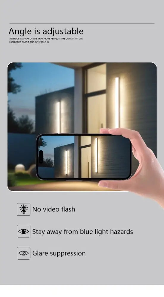 Adjustable smartphone camera lens with sleek modern design shown alongside decorbites waterproof led outdoor wall light