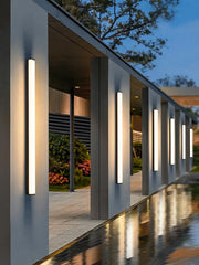 Modern minimalist decorbites™ waterproof led outdoor wall light with sleek rectangular aluminum body and warm white long strip led