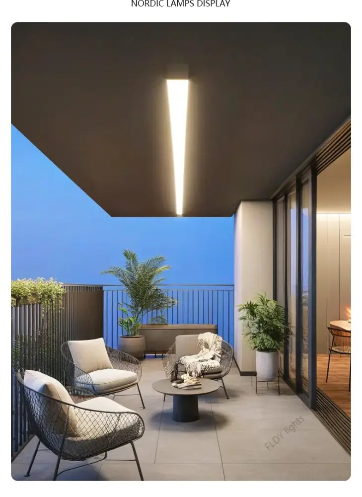 DecorBites™ waterproof led outdoor wall light with a sleek long strip led design and warm white illumination