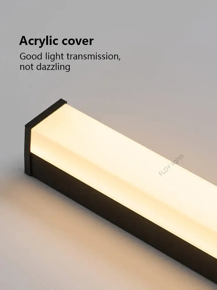 Decorbites™ waterproof led outdoor wall light with sleek black acrylic cover and soft warm long strip led illumination