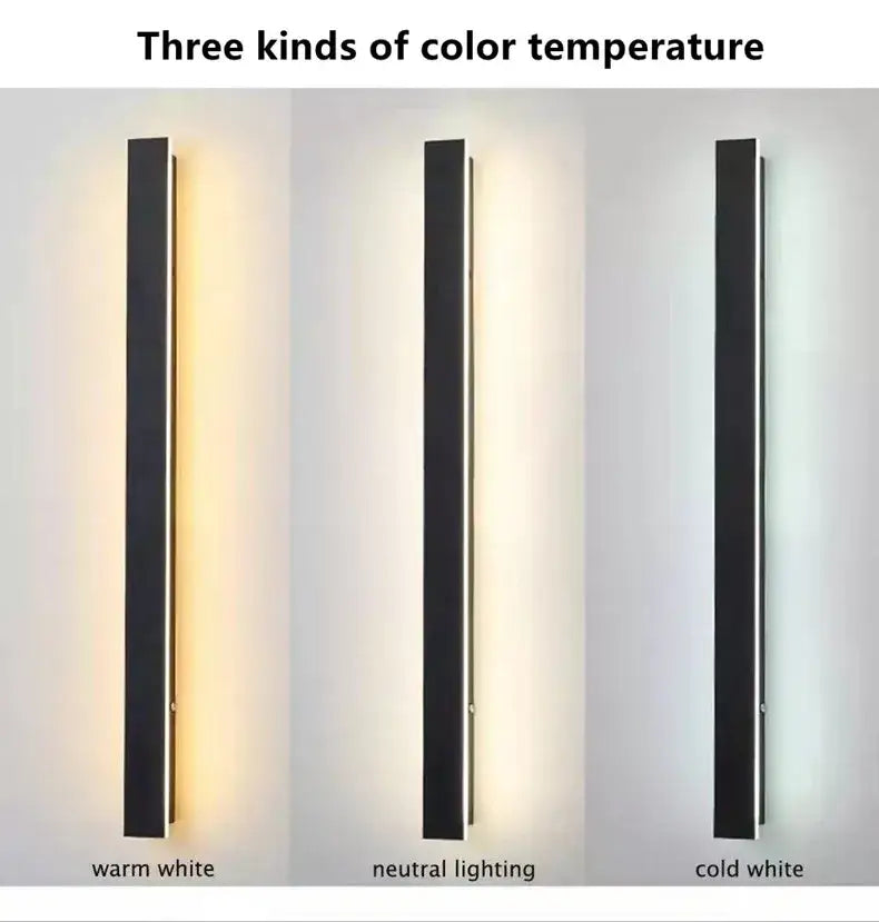 Modern slim black decorbites™ waterproof led outdoor wall light with linear led long wall strip lighting