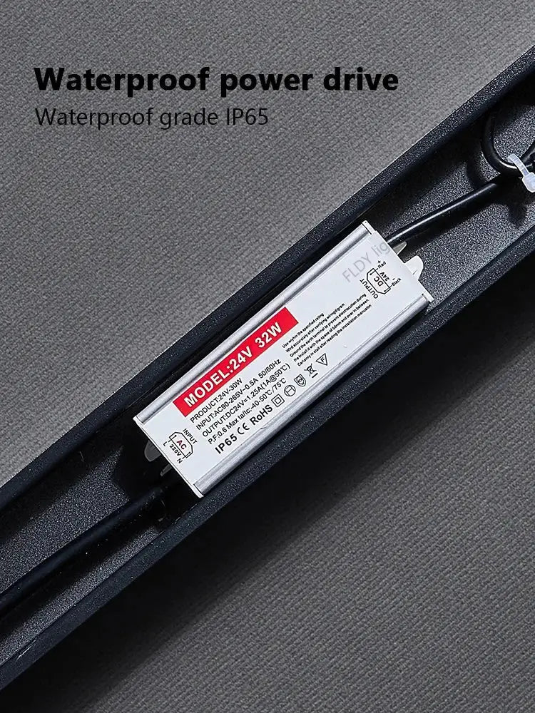 Silver rectangular waterproof power drive with red and black labeling for decorbites waterproof led outdoor wall light