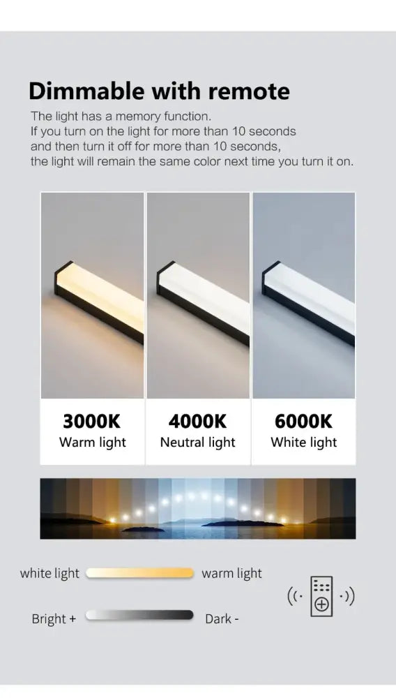 DecorBites™ waterproof led outdoor wall light with sleek black frame and dimmable warm to cool white long strip led panel