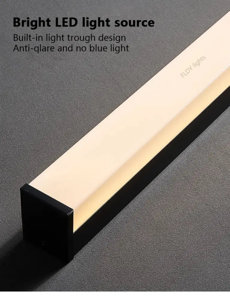 DecorBites™ waterproof led outdoor wall light with a sleek black frame and diffused white long strip led illumination