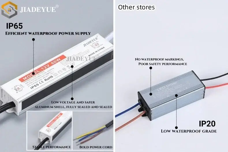 White and black jiadeyue ip65 waterproof led power supply with aluminum shell for decorbites wall light