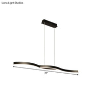 Modern black aluminum waves island lamp pendant light with sleek curved design and integrated led for dining room