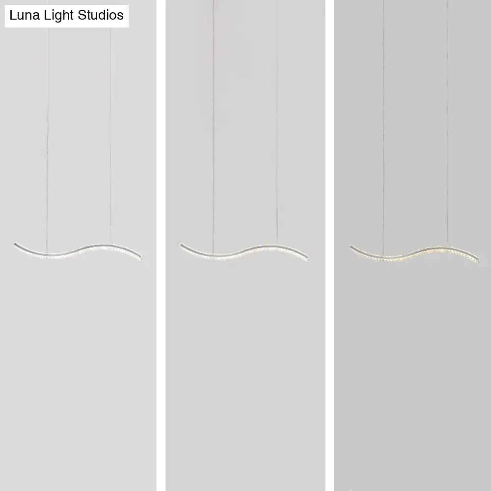 Modern minimalist silver gold DecorBites™ wavy K9 crystal LED pendant lighting with remote control for dining room ceiling