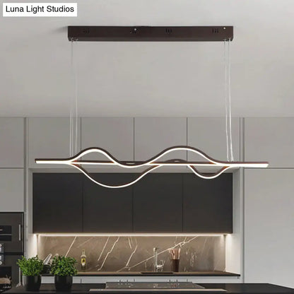 Modern black and white decorbites wavy linear island light acrylic led pendant with adjustable warm white natural 220v-240v 110v-120v