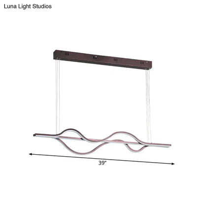 Modern bronze-finished decorbites™ wavy linear island led pendant light with clear glass cords in brown 220v-240v 110v-120v