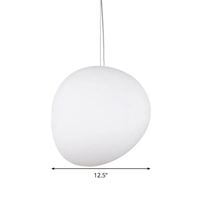 Decorbites white glass oval pendant light with frosted glass oval ceiling design and metallic chain hanging kit