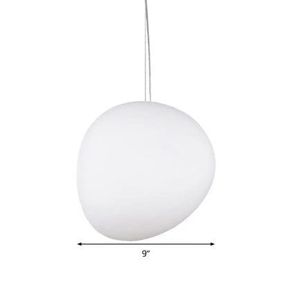 Decorbites white glass oval pendant light with 9-inch frosted glass and thin metallic suspension cord