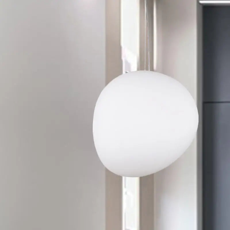 Decorbites white glass oval pendant light in matte white glass with a minimalist design for ceiling installation