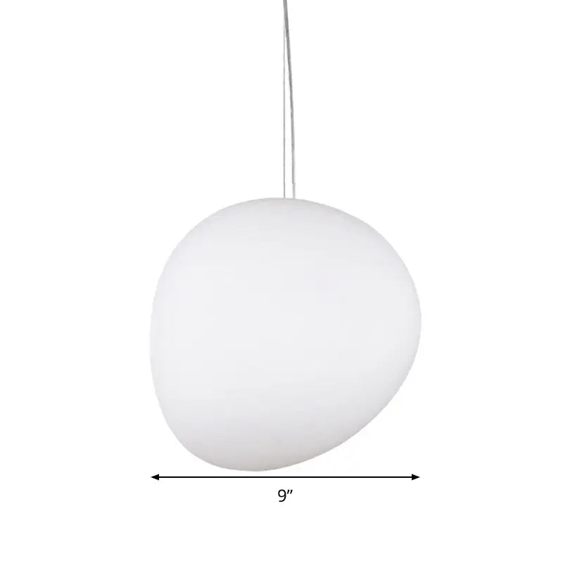 Decorbites white glass oval pendant light with 9 inch frosted glass ceiling shade and thin metallic suspension cord