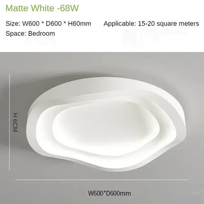 Matte white modern oval-shaped led ceiling lamp with layered concentric rings for minimalist home decor