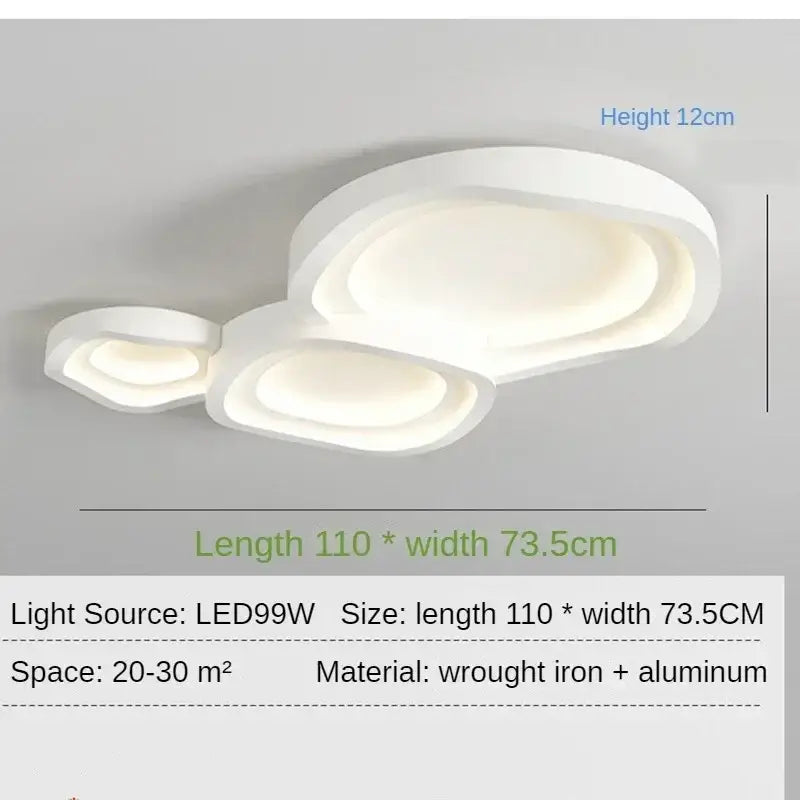 DecorBites™ white led ceiling lamps feature modern minimalist layered oval rings made of wrought iron and aluminum