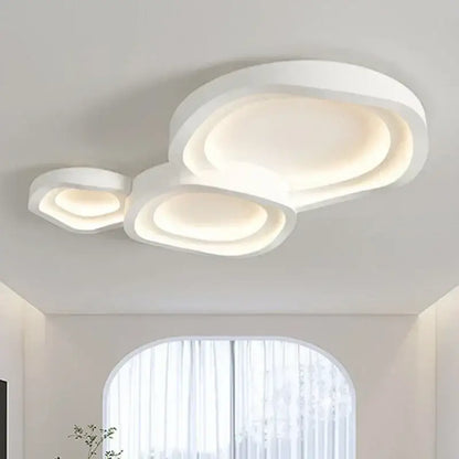 Decorbites white led ceiling lamps featuring a modern white ceiling light fixture with three interconnected oval illuminated panels