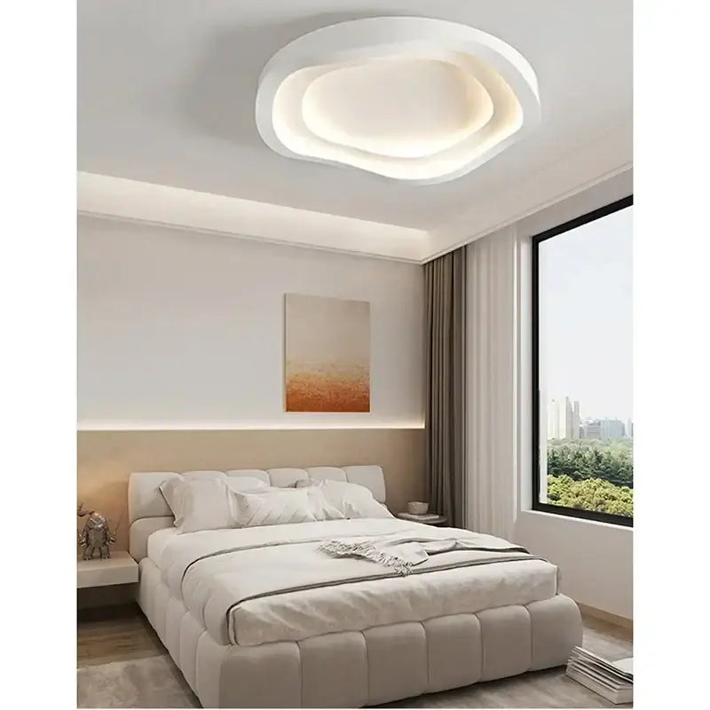 Modern minimalist decorbites white led ceiling lamp featuring a cloud shape with a soft glowing ring for indoor use