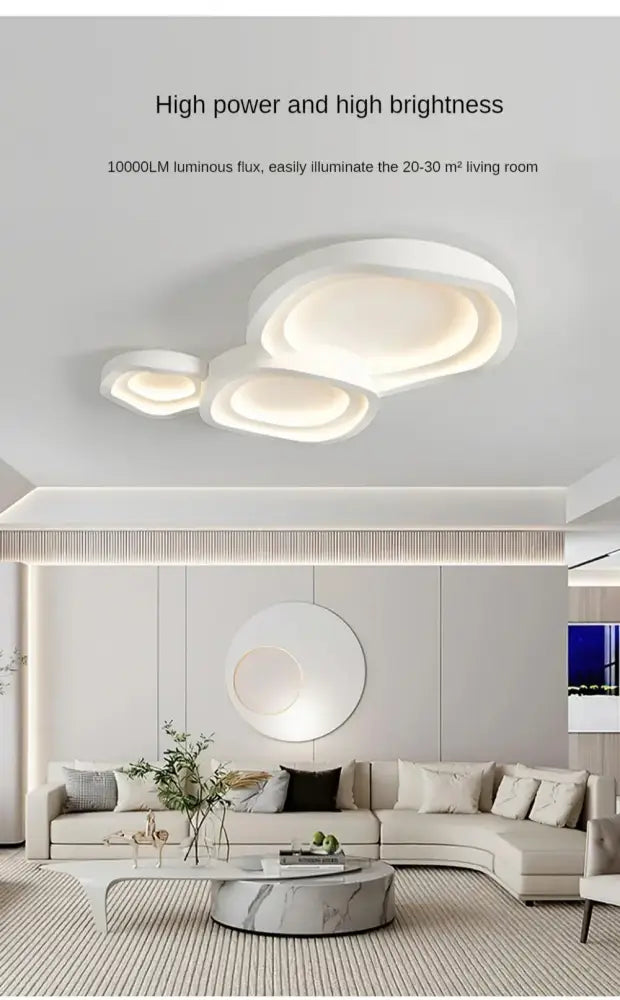 Modern minimalist white led ceiling lamp by DecorBites with layered circular design for home decor lighting