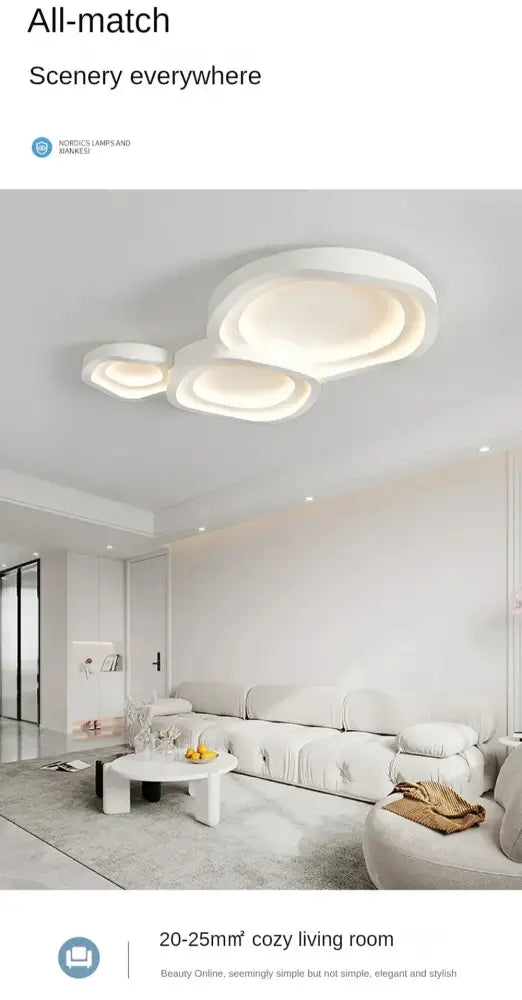Modern minimalist white led ceiling lamp by DecorBites with cloud-shaped layered circular design for home decor