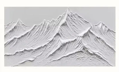 DecorBites™ white mountain 3D canvas wall art features hand painted textured peaks inspired by oil paintings