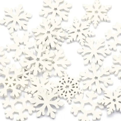 Decorbites™ white wooden snowflake slices feature intricate symmetrical designs for christmas crafts and decoration