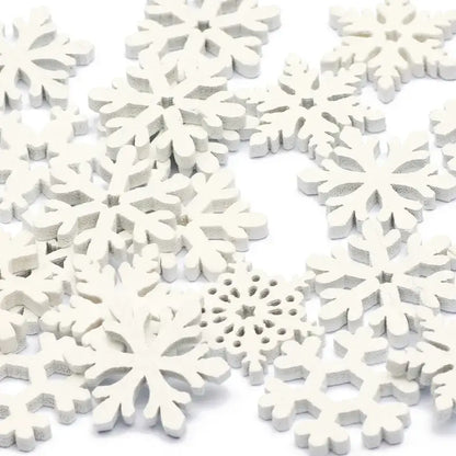 Decorbites white wooden snowflake slices with intricate symmetrical designs for christmas crafts wooden slice decor