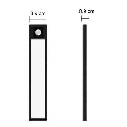 Black rectangular motion-sensor led light with slim profile and rounded edge by DecorBites™ for cabinet lighting solution