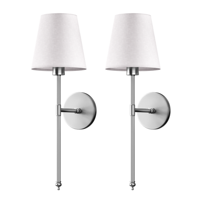 Two silver wireless wall sconces with white shades from decorbites wireless wall sconces set of 2